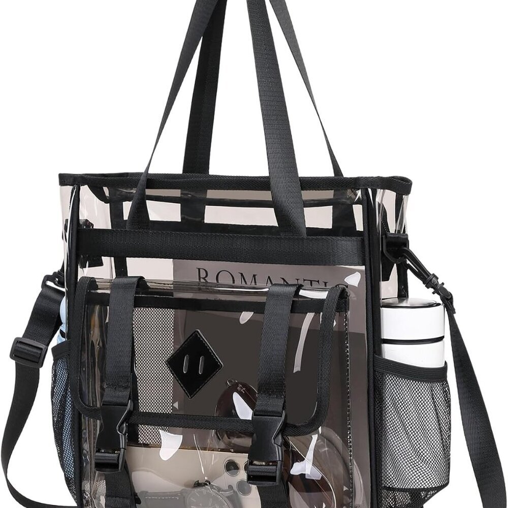 Heavy-Duty Clear Tote Bag 12x6x12 - Stylish & Water-Resistant for Events